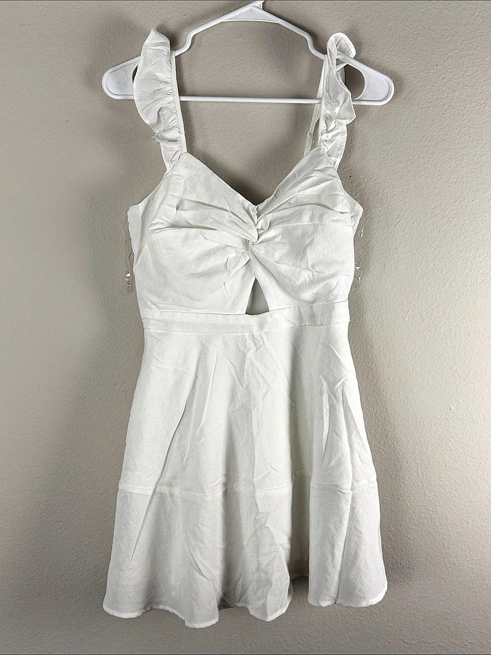 Trixxi Ruched Cutout Mini Dress in White Size Medium Like New